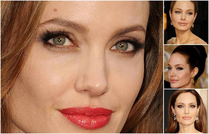 How do you apply Angelina Jolie’s eye makeup?