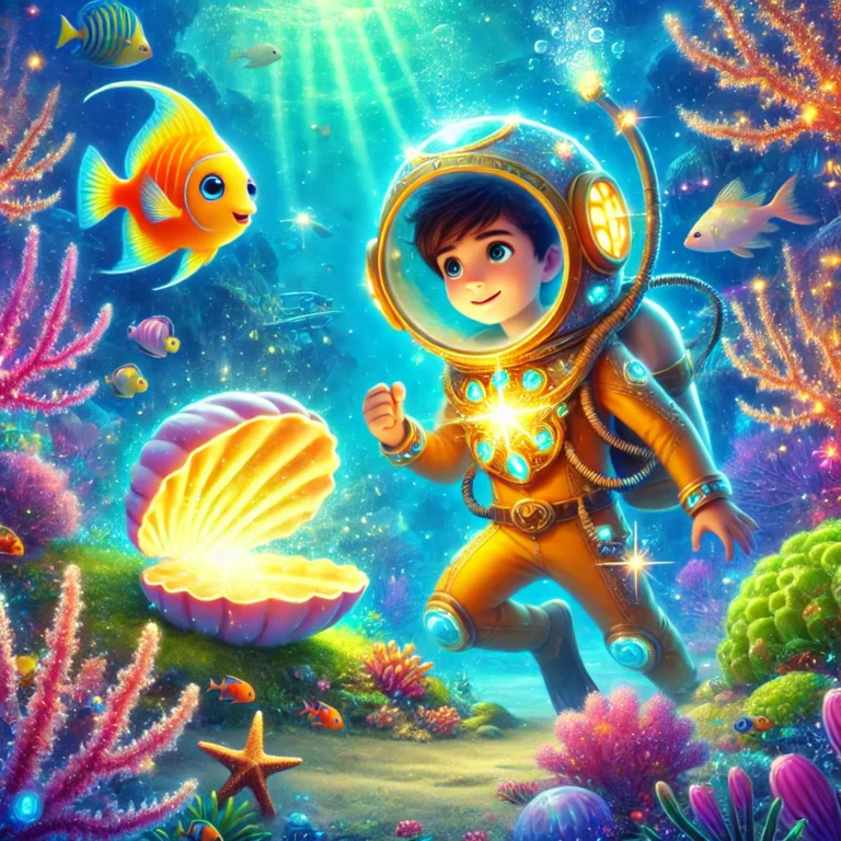 DALL·E-2024-08-27-19.45.47-A-vibrant-and-magical-underwater-scene-where-a-young-boy-named-Ahmed-dressed-in-a-glowing-diving-suit-is-exploring-the-depths-of-the-ocean.-He-is-ho